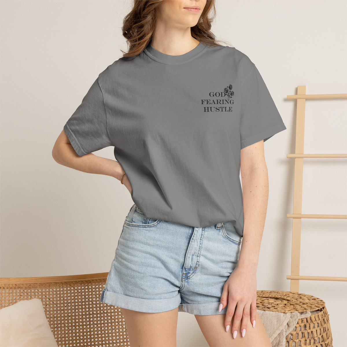God Fearing Hustle Rose- You Are Never Alone Graphic Rose Tee