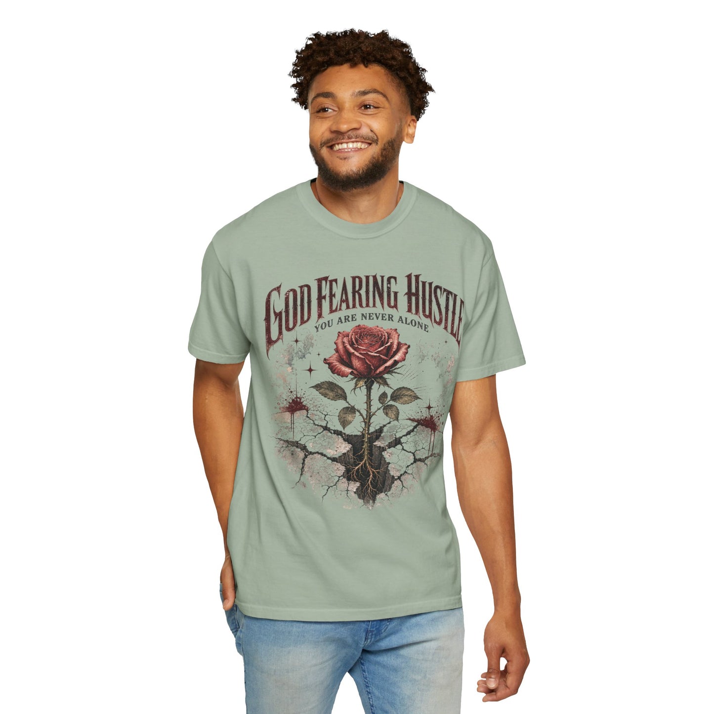 God Fearing Hustle — "Grow through it" Rose Graphic Tee