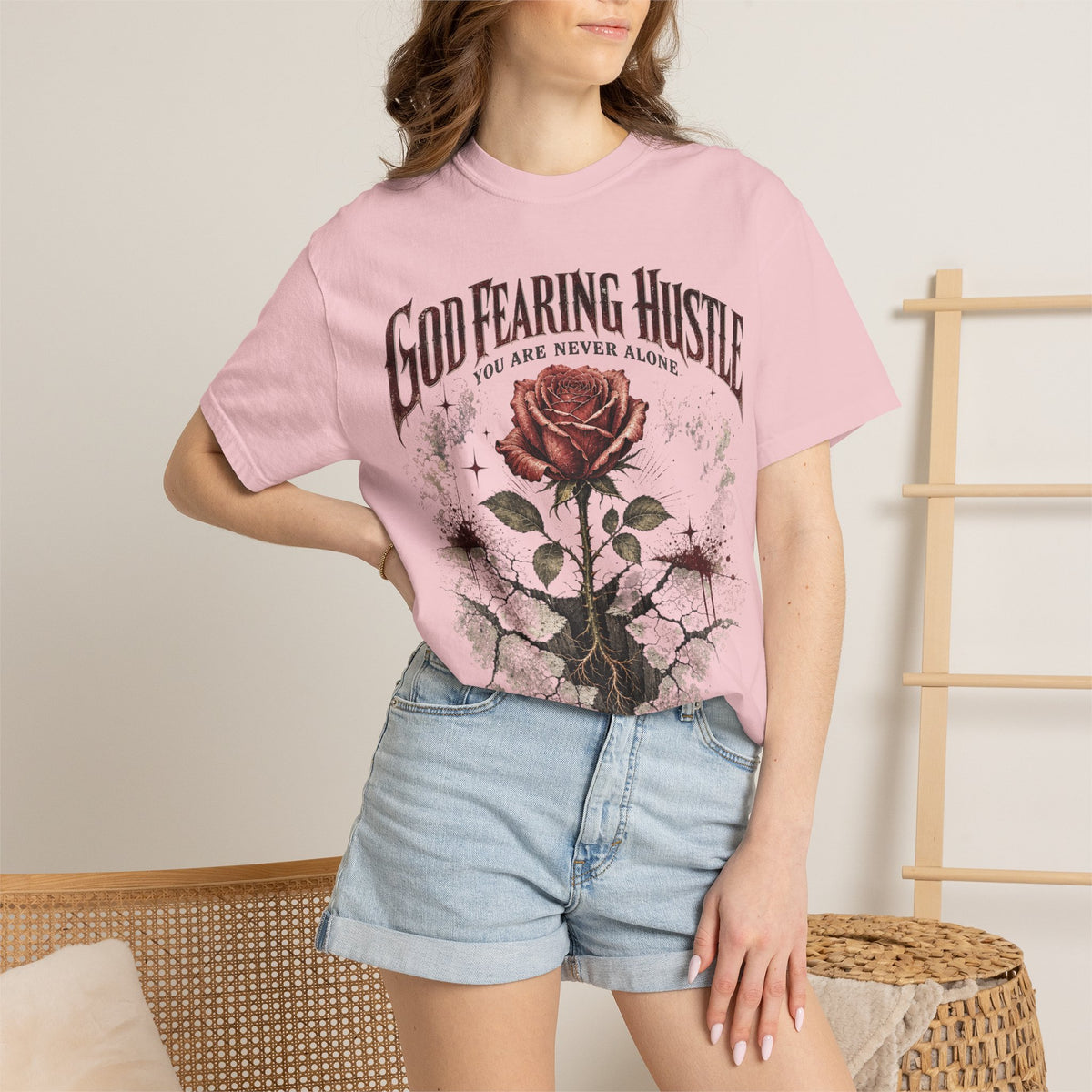 God Fearing Hustle — "Grow through it" Rose Graphic Tee