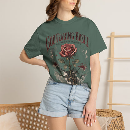 God Fearing Hustle — "Grow through it" Rose Graphic Tee