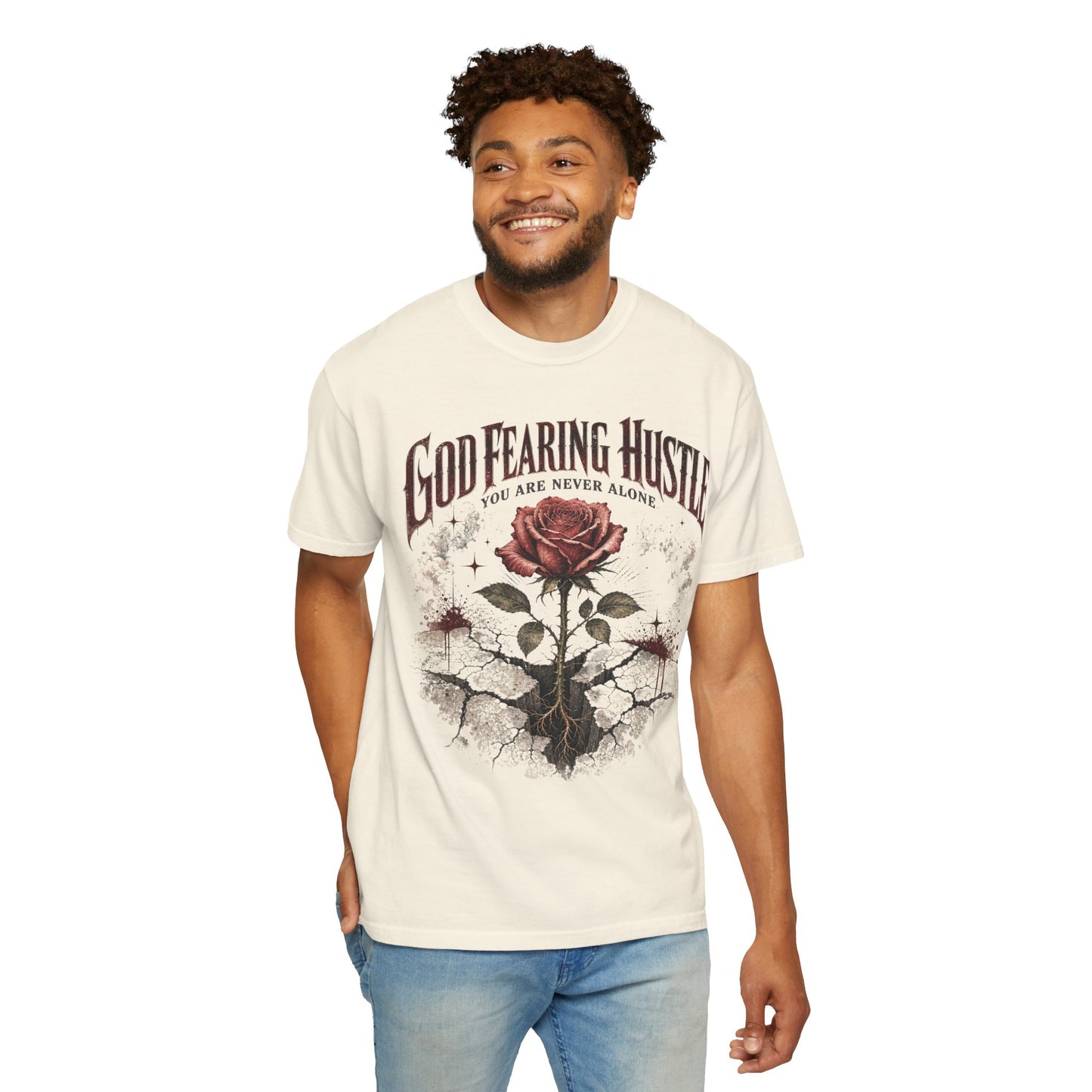 God Fearing Hustle — "Grow through it" Rose Graphic Tee