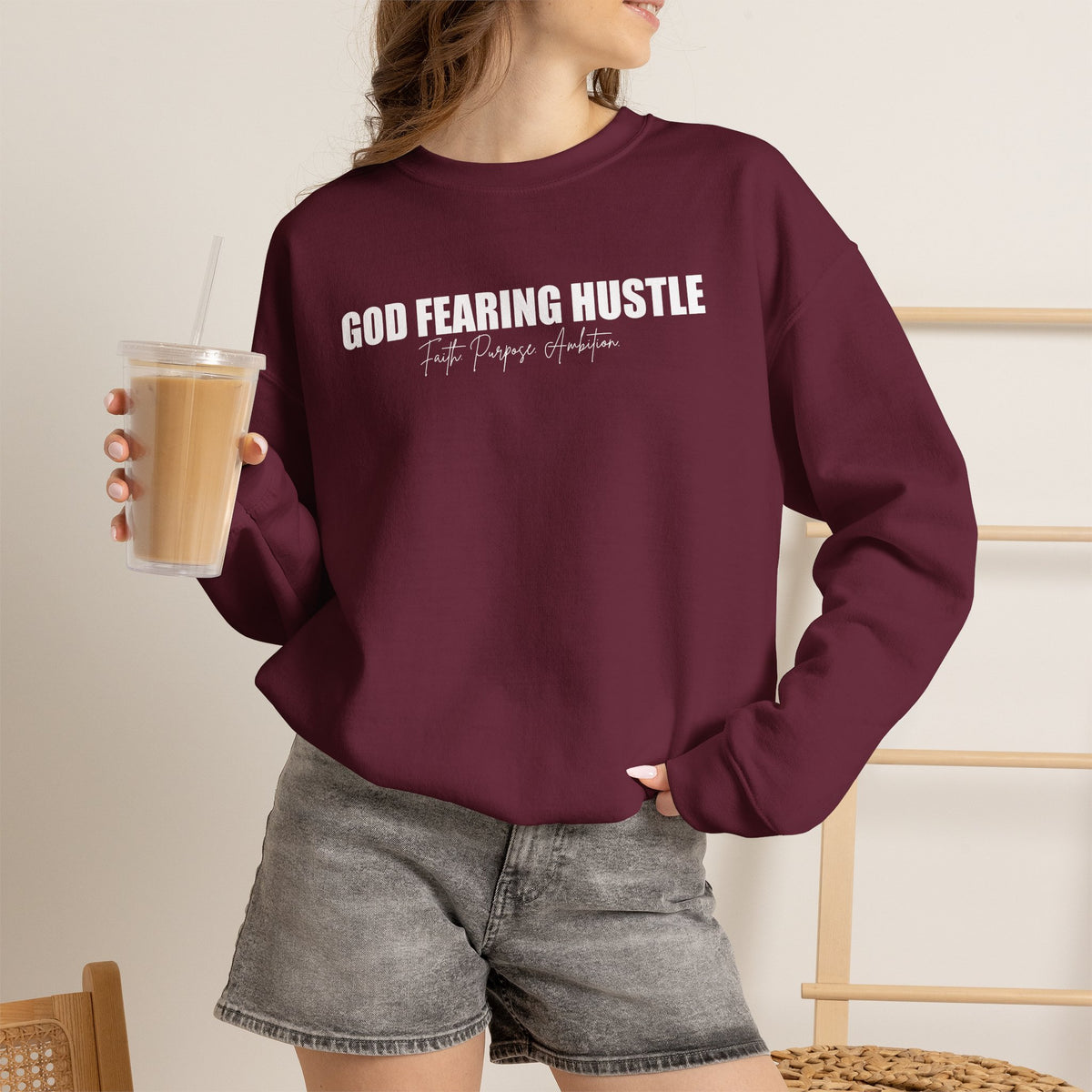 God Fearing Hustle— Faith. purpose. Ambition Crewneck Sweatshirt