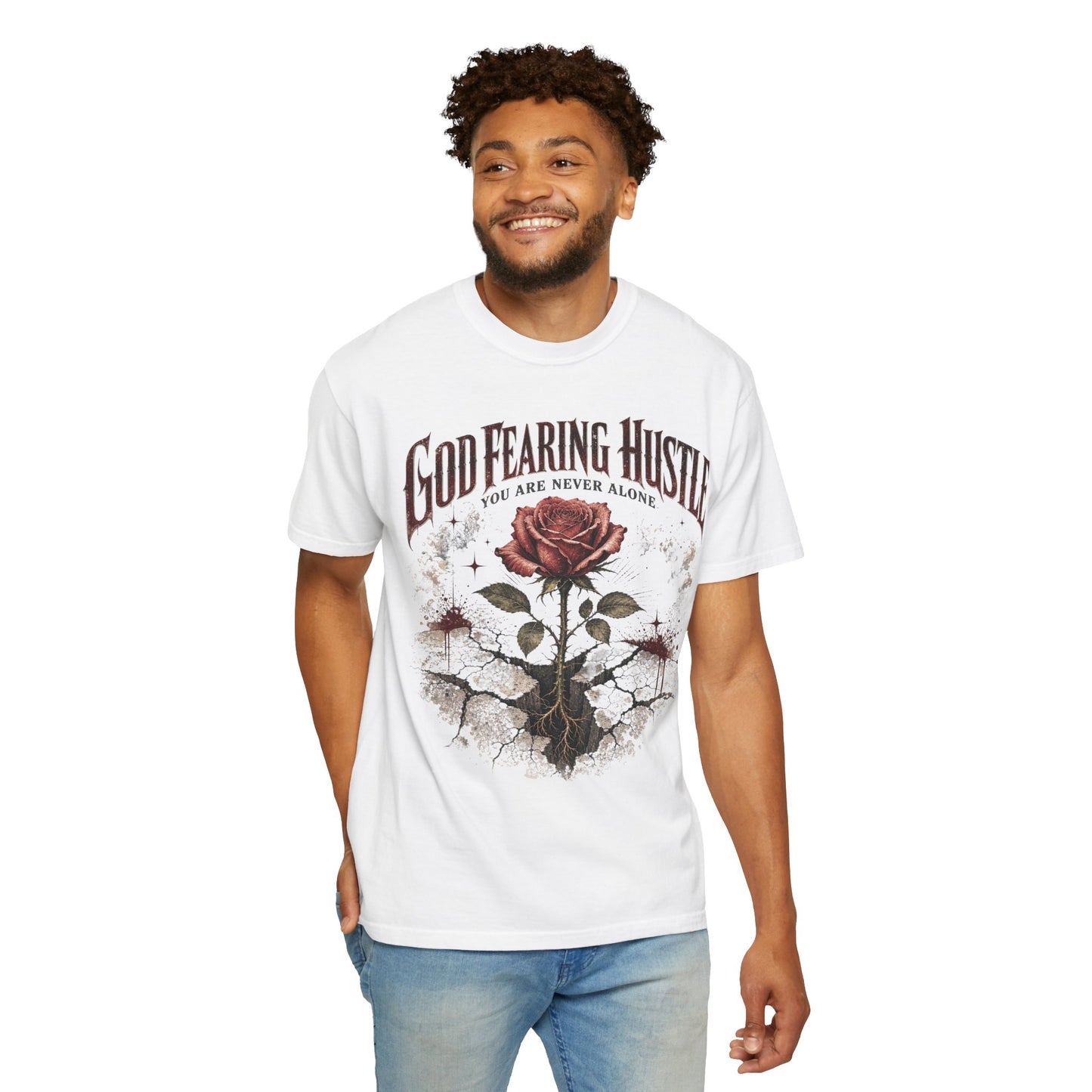 God Fearing Hustle — "Grow through it" Rose Graphic Tee
